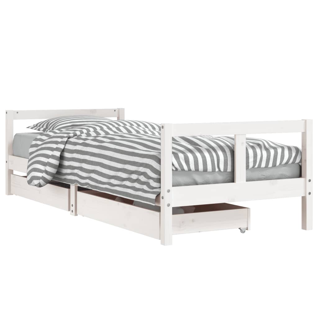 vidaXL bērnu gultas rāmis ar atvilktnēm, 80x200 cm, priedes masīvkoks