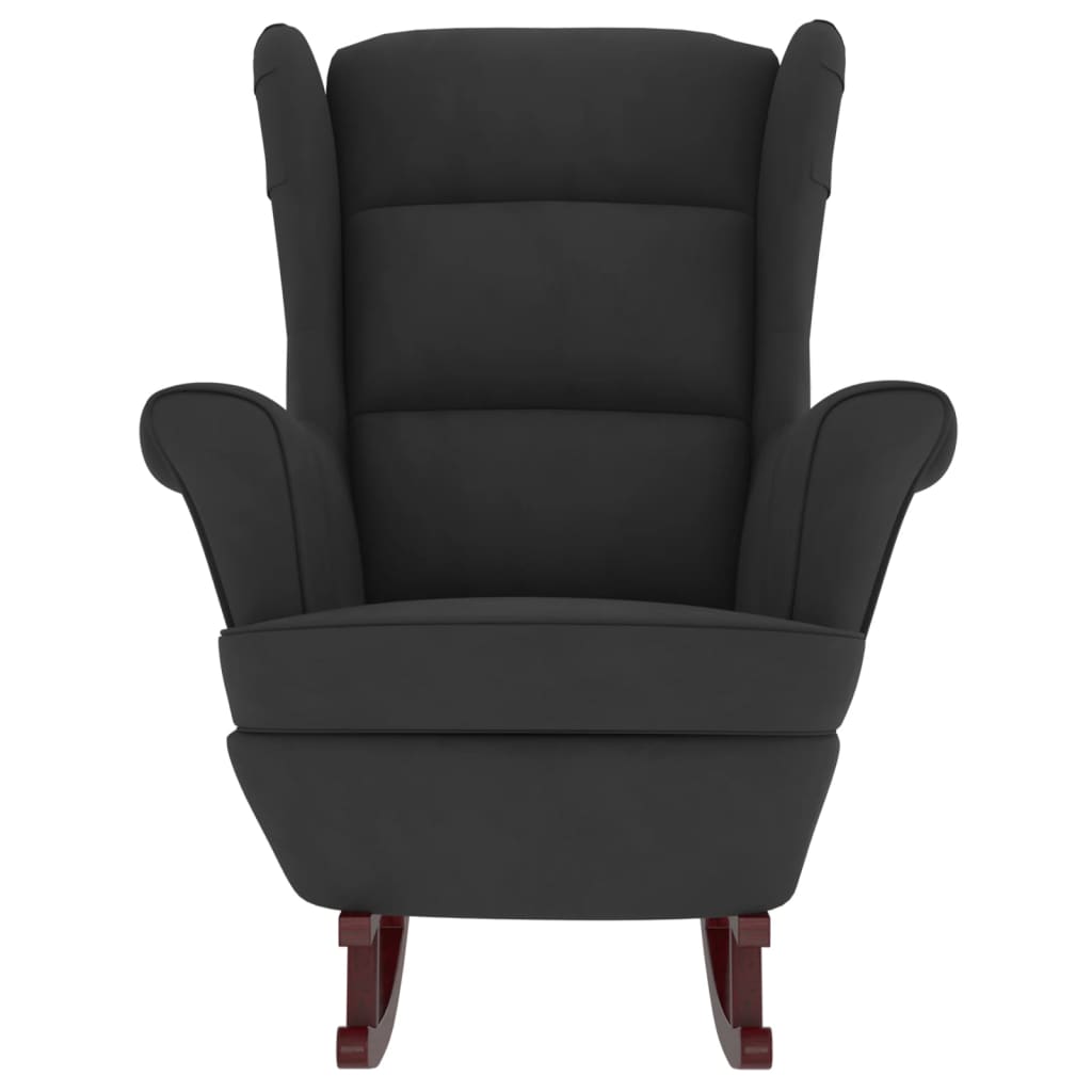 vidaXL šūpuļkrēsls, masīva gumijkoka kājas, melns samts