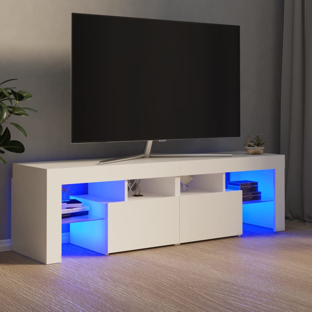 vidaXL TV galdiņš ar LED lampiņām, 140x36,5x40 cm, balts