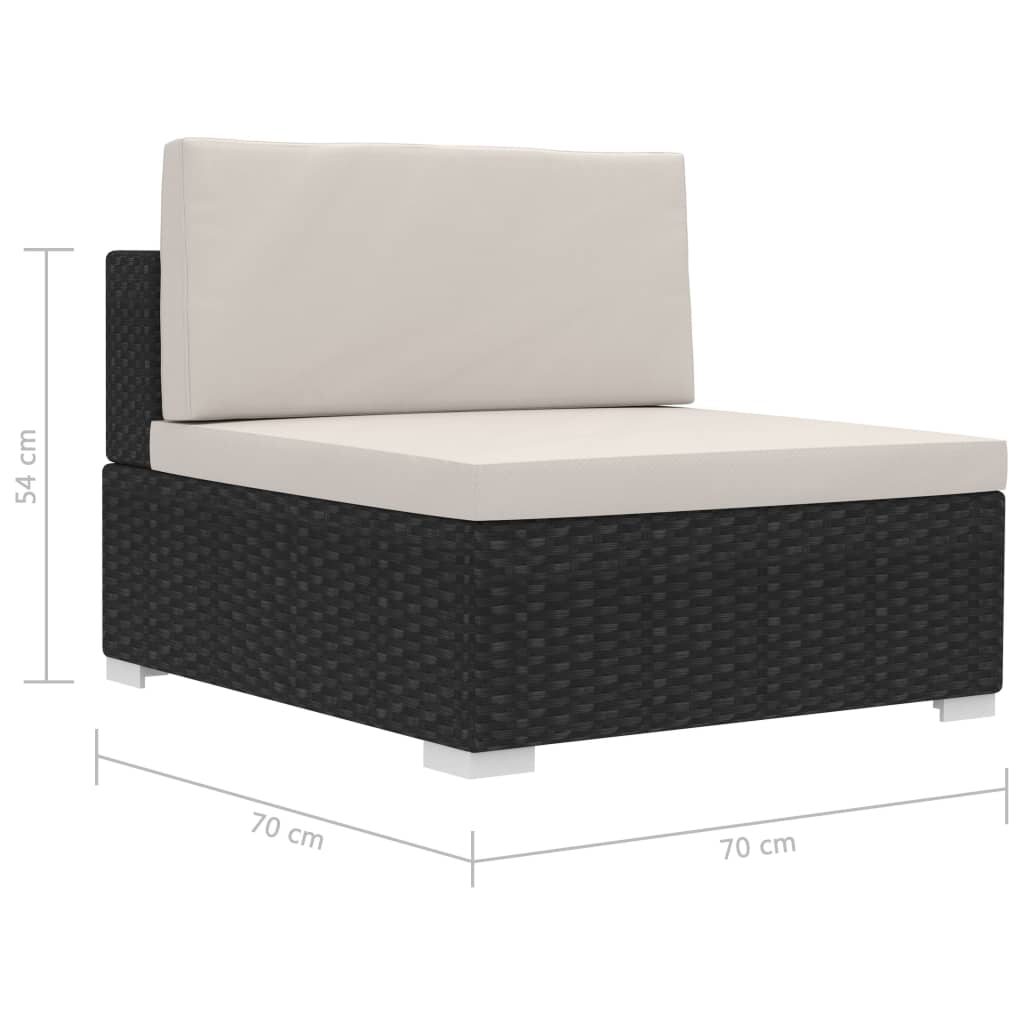 vidaXL 4-daļīgs dārza dīvāna komplekts ar matračiem, melns PE