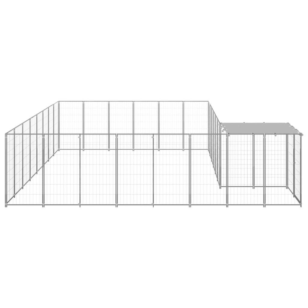 vidaXL suņu voljērs, 15,73 m², tērauds, sudraba krāsa