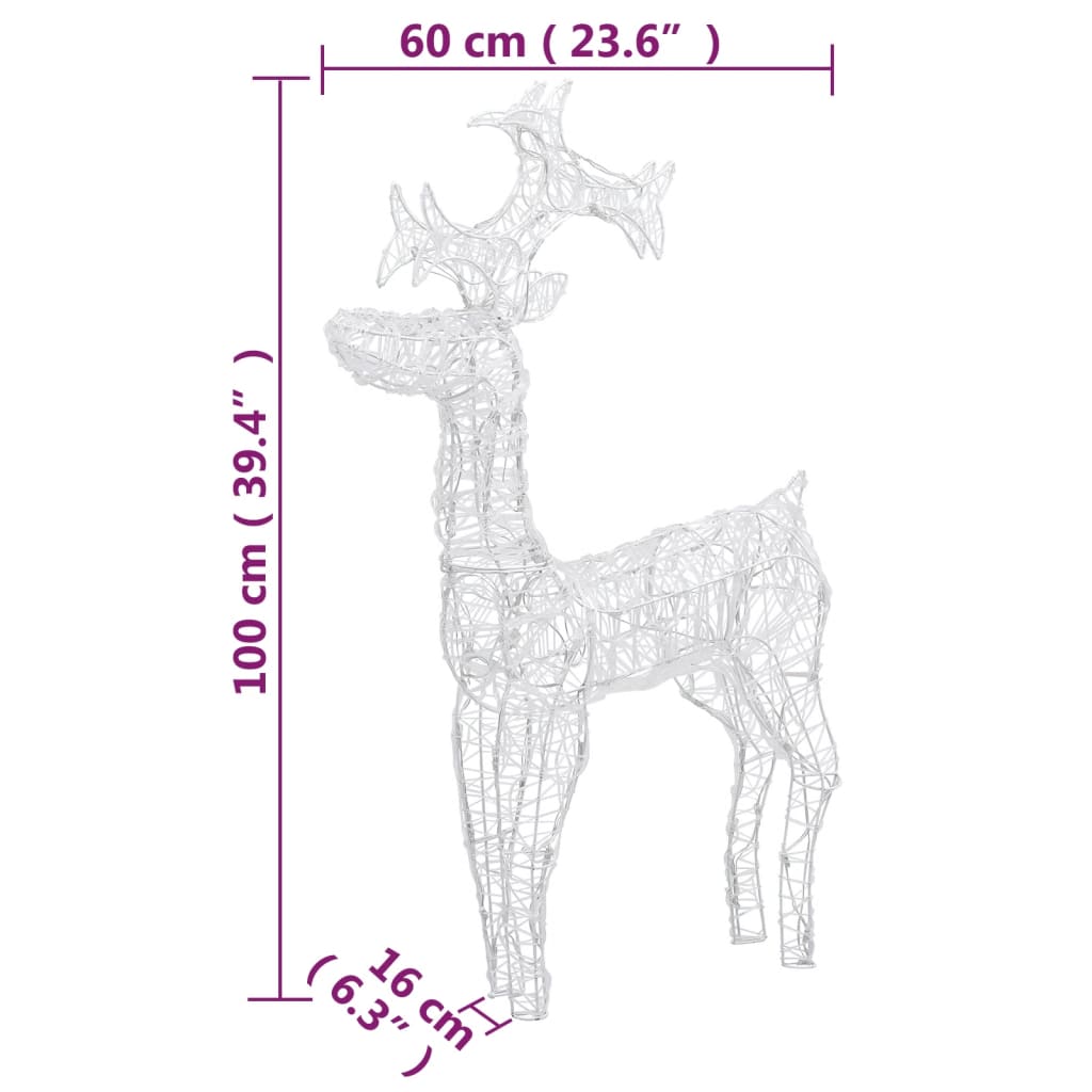 vidaXL Ziemassvētku ziemeļbriežu dekorācijas, 2 gab., 60x16x100 cm
