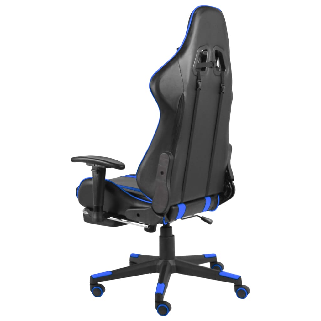vidaXL datorspēļu krēsls ar kāju balstu, grozāms, zils, PVC