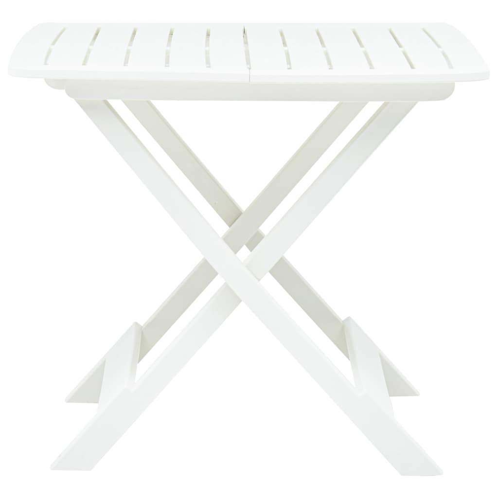 vidaXL saliekams dārza galds, balts, 79x72x70 cm, plastmasa
