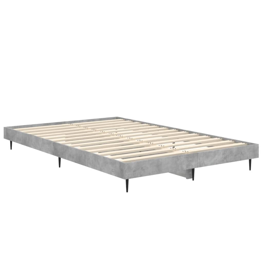 vidaXL gultas rāmis, betona pelēks, 120x190 cm, inženierijas koks