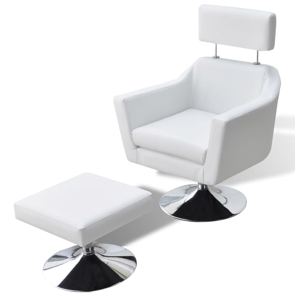 vidaXL TV atpūtas krēsls, balta mākslīgā āda
