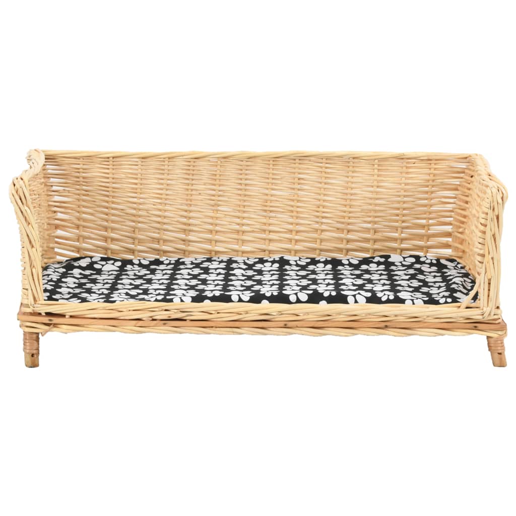 vidaXL suņu gulta ar spilvenu, 90x54x35 cm, dabīgs vītols