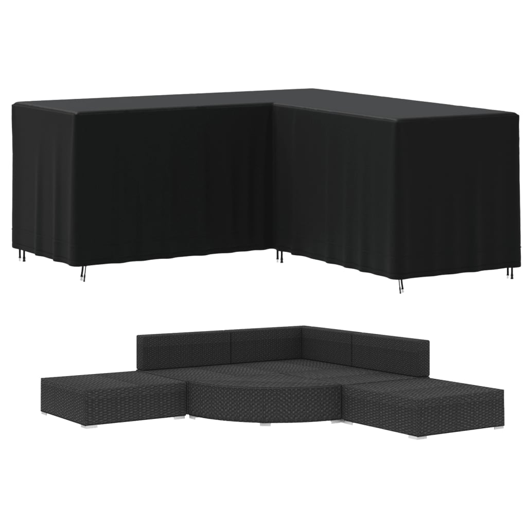 vidaXL dārza stūra dīvāna pārklājs, melns, 215x215x80 cm, 420D audums