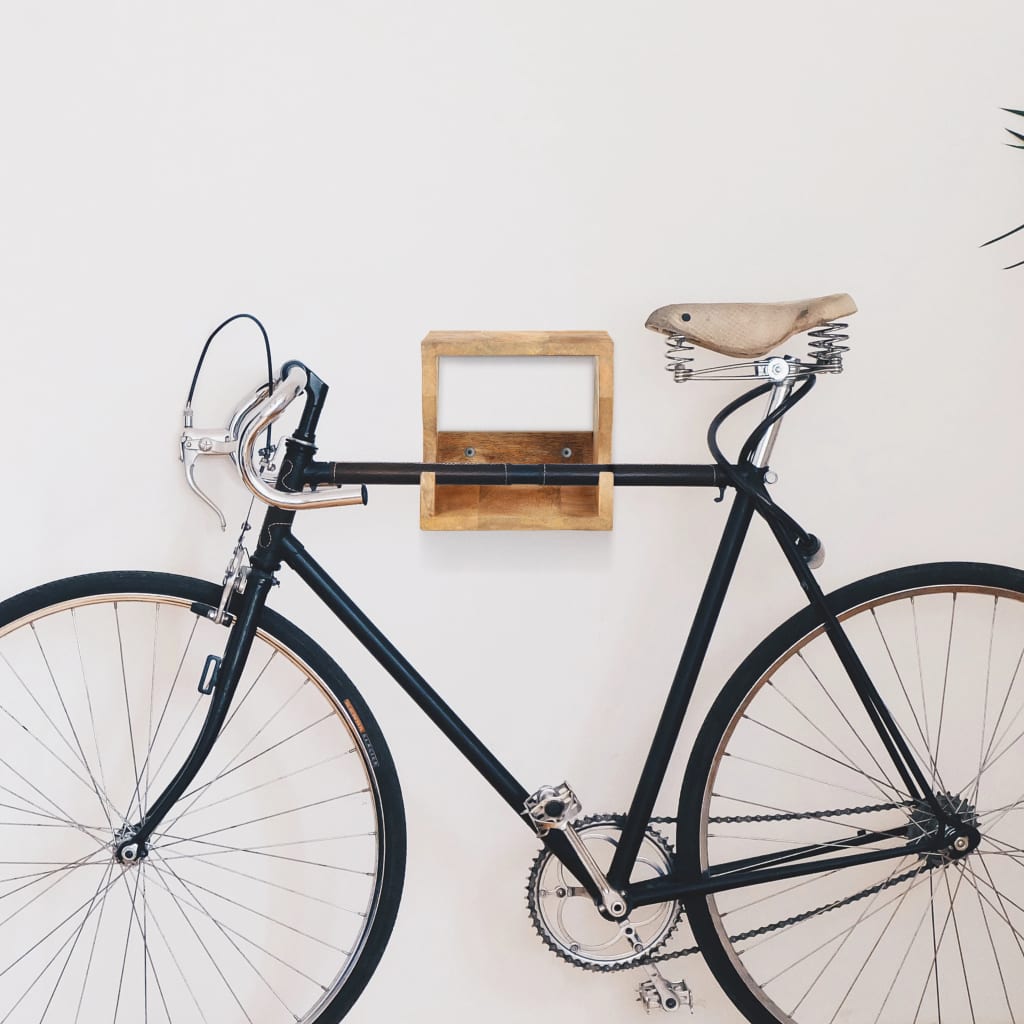 vidaXL sienas velosipēda turētājs, 35x25x25 cm, mango masīvkoks