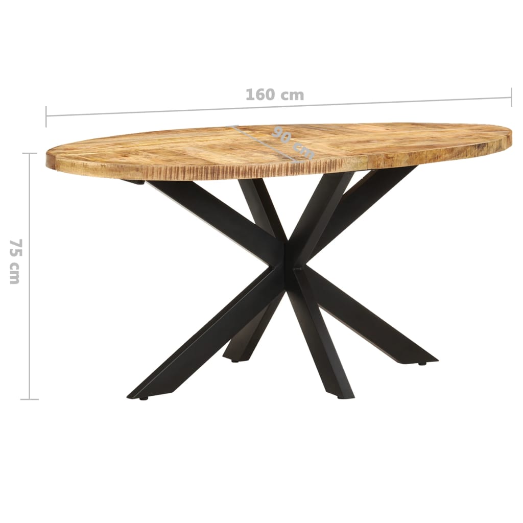 vidaXL virtuves galds, 160x90x75 cm, neapstrādāts mango koks
