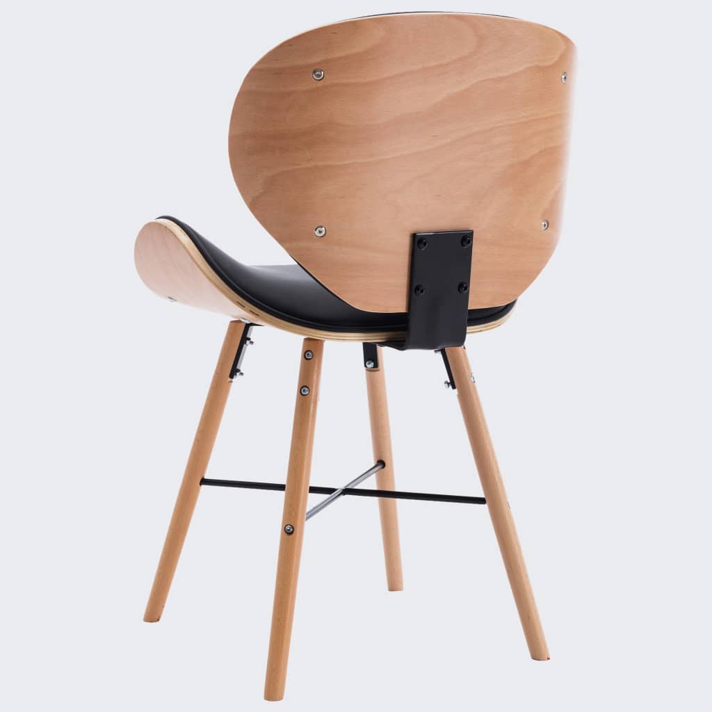 vidaXL virtuves krēsli, 4 gab., liekts koks, melna mākslīgā āda
