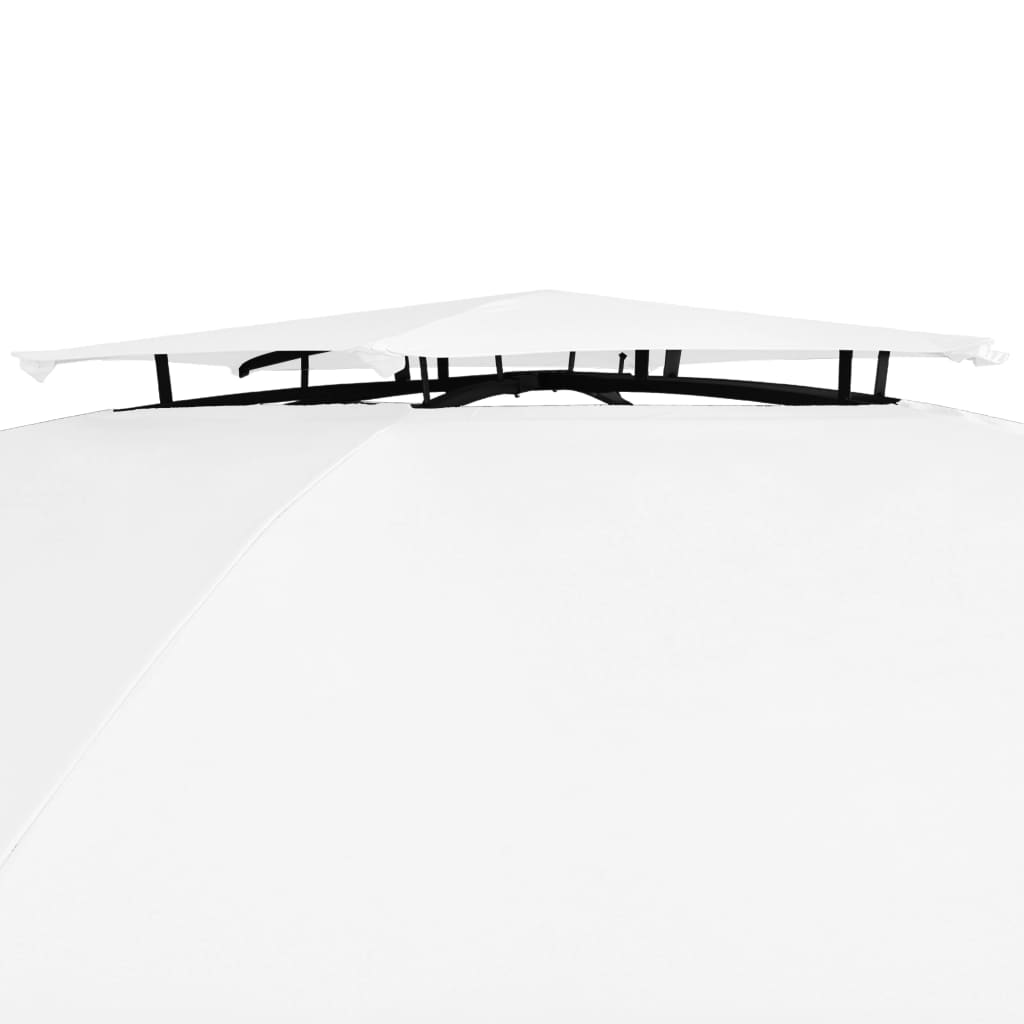 vidaXL dārza nojume ar aizkariem, 360x312x265 cm, balta, 180 g/m²