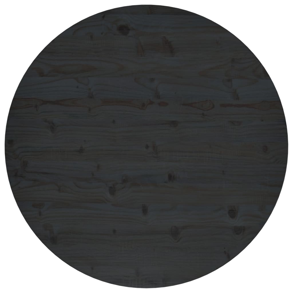 vidaXL galda virsma, melna, Ø90x2,5 cm, priedes masīvkoks
