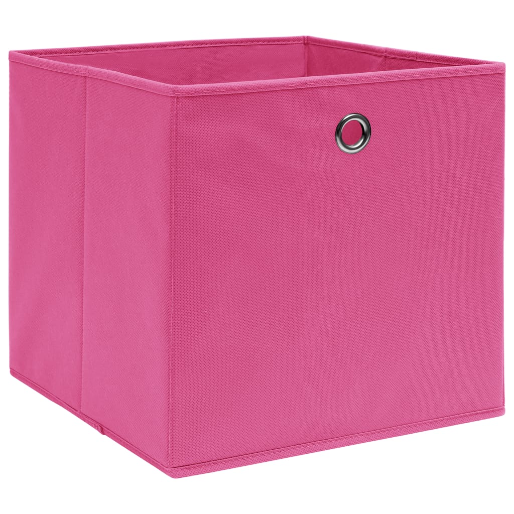vidaXL uzglabāšanas kastes, 10 gab., 28x28x28 cm, rozā neausts audums