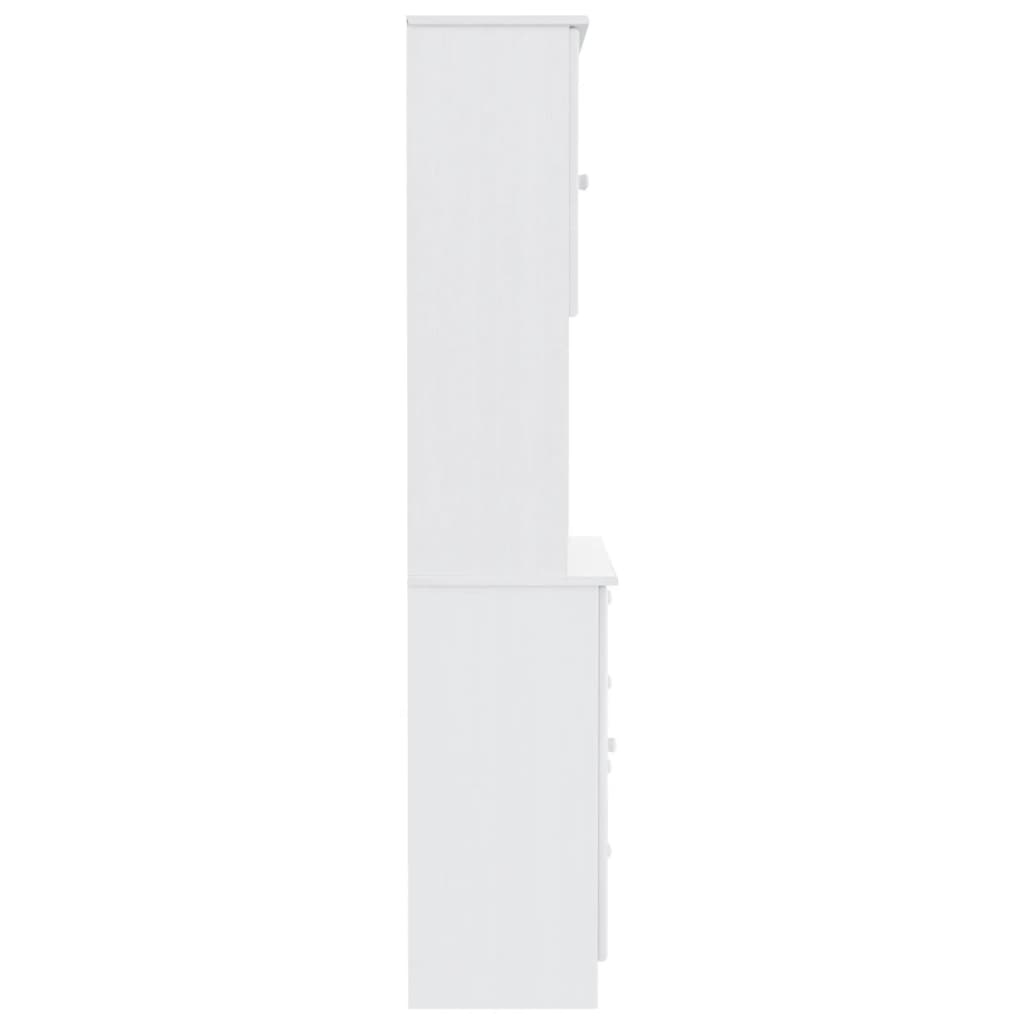 vidaXL kumode ALTA, balta, 77x35x165 cm, priedes masīvkoks