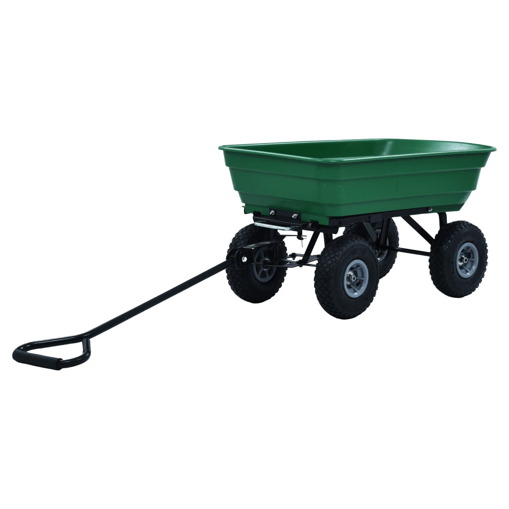 vidaXL dārza ratiņi, 300 kg, 75 L, zaļi