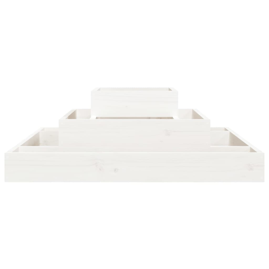 vidaXL puķu kaste, balta, 80x80x27 cm, priedes masīvkoks