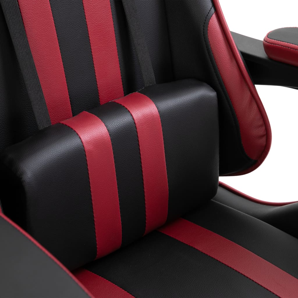 vidaXL datorspēļu krēsls ar kāju balstu, vīnsarkana mākslīgā āda