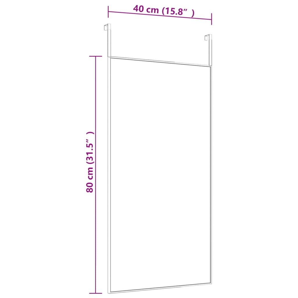 vidaXL durvju spogulis, melns, 40x80 cm, stikls un alumīnijs
