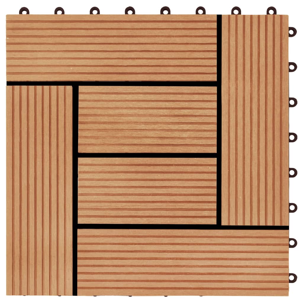 vidaXL terases flīzes, 11 gab., WPC, 30x30 cm, 1 m2, tīkkoka krāsā
