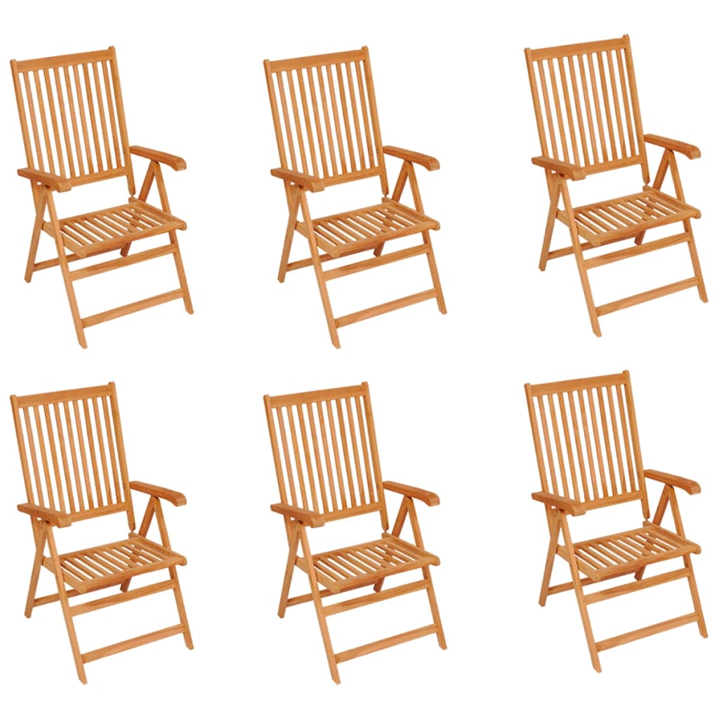 vidaXL dārza krēsli, pelēki matrači, 6 gab., masīvs tīkkoks