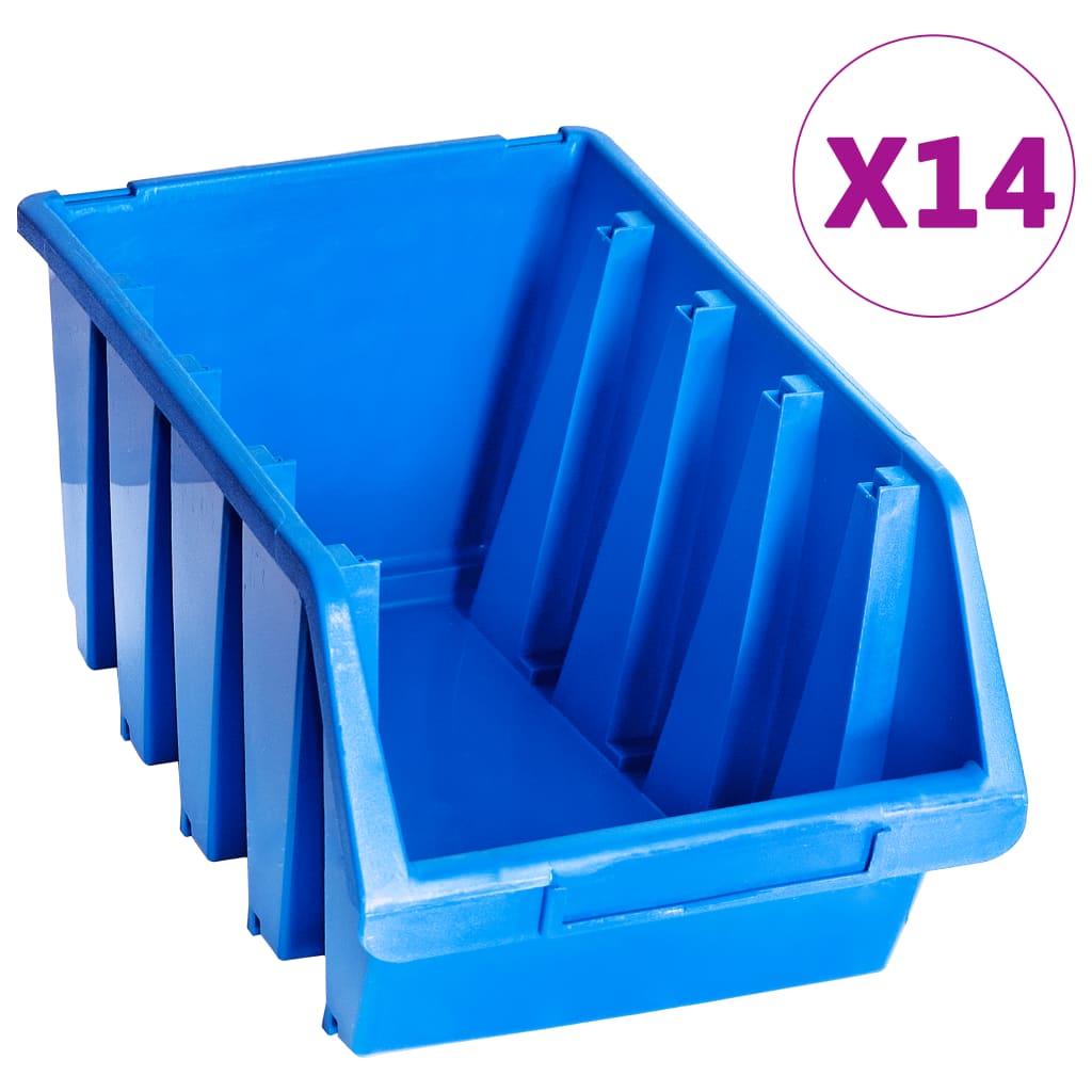 vidaXL uzglabāšanas nodalījumi, 14 gab., zila plastmasa