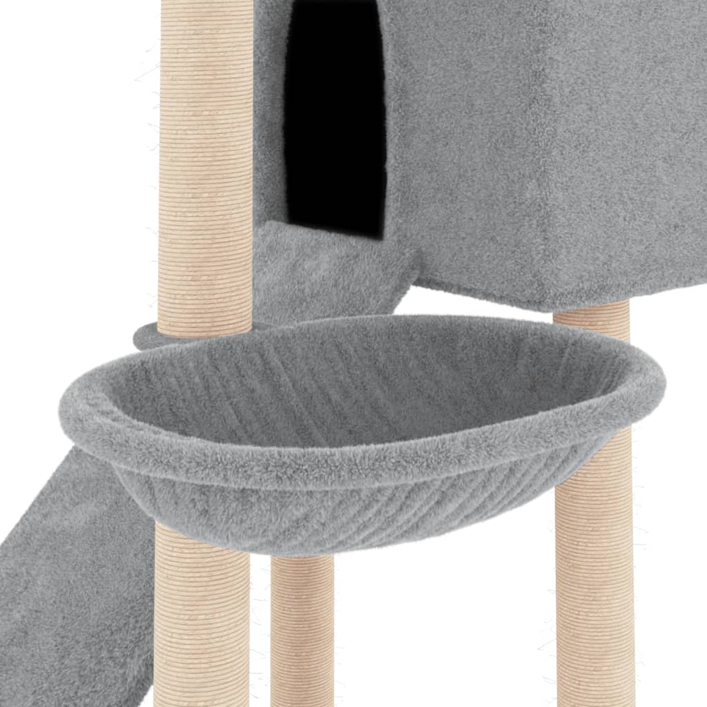 vidaXL kaķu māja ar sizala stabiem nagu asināšanai, 153 cm, pelēka