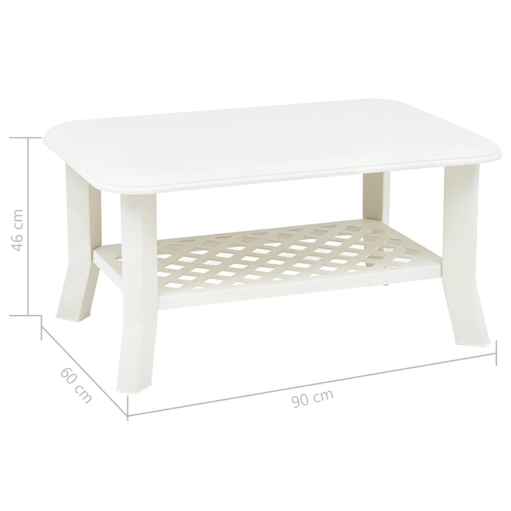 vidaXL kafijas galdiņš, balts, 90x60x46 cm, plastmasa
