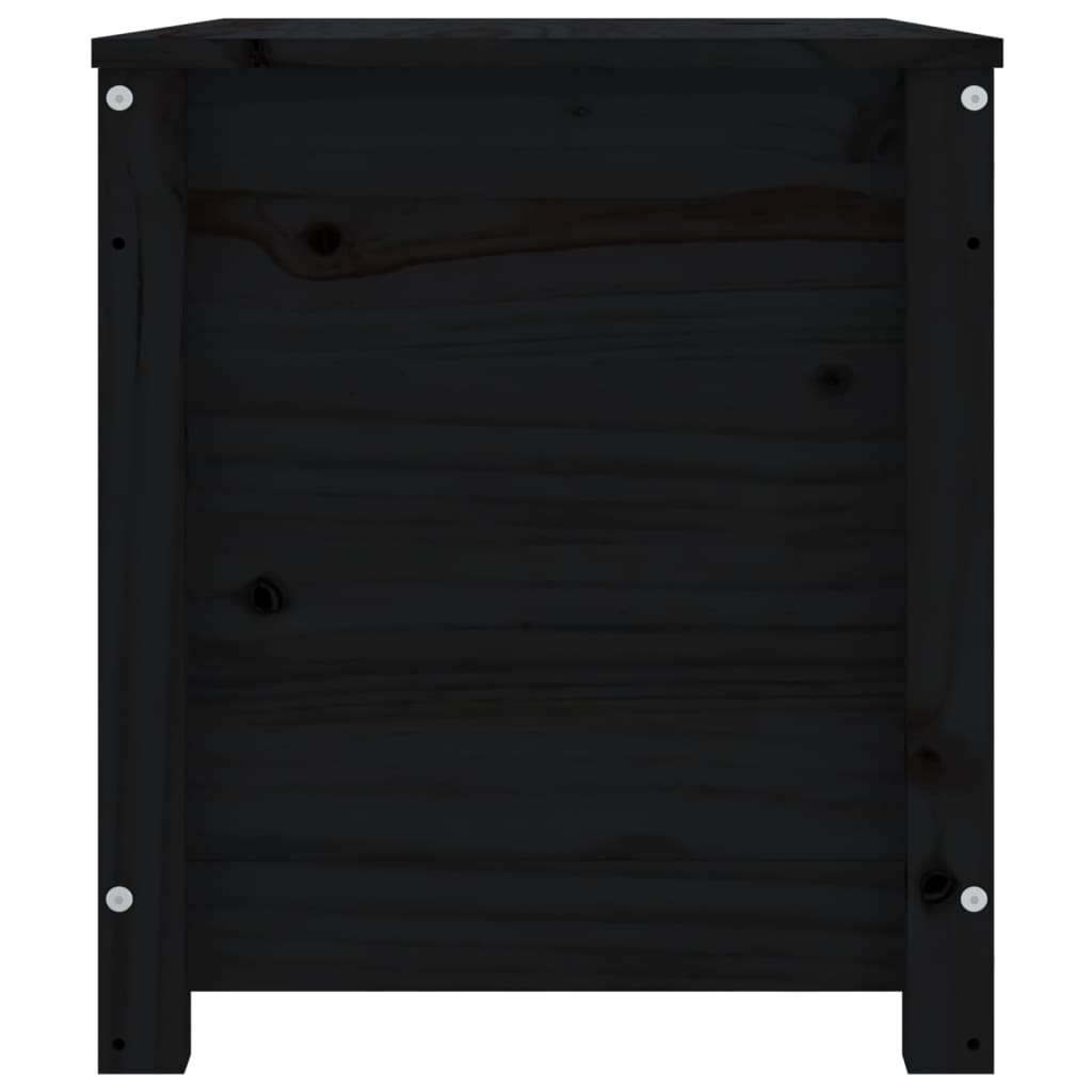 vidaXL uzglabāšanas kaste, melna, 80x40x45,5 cm, priedes masīvkoks