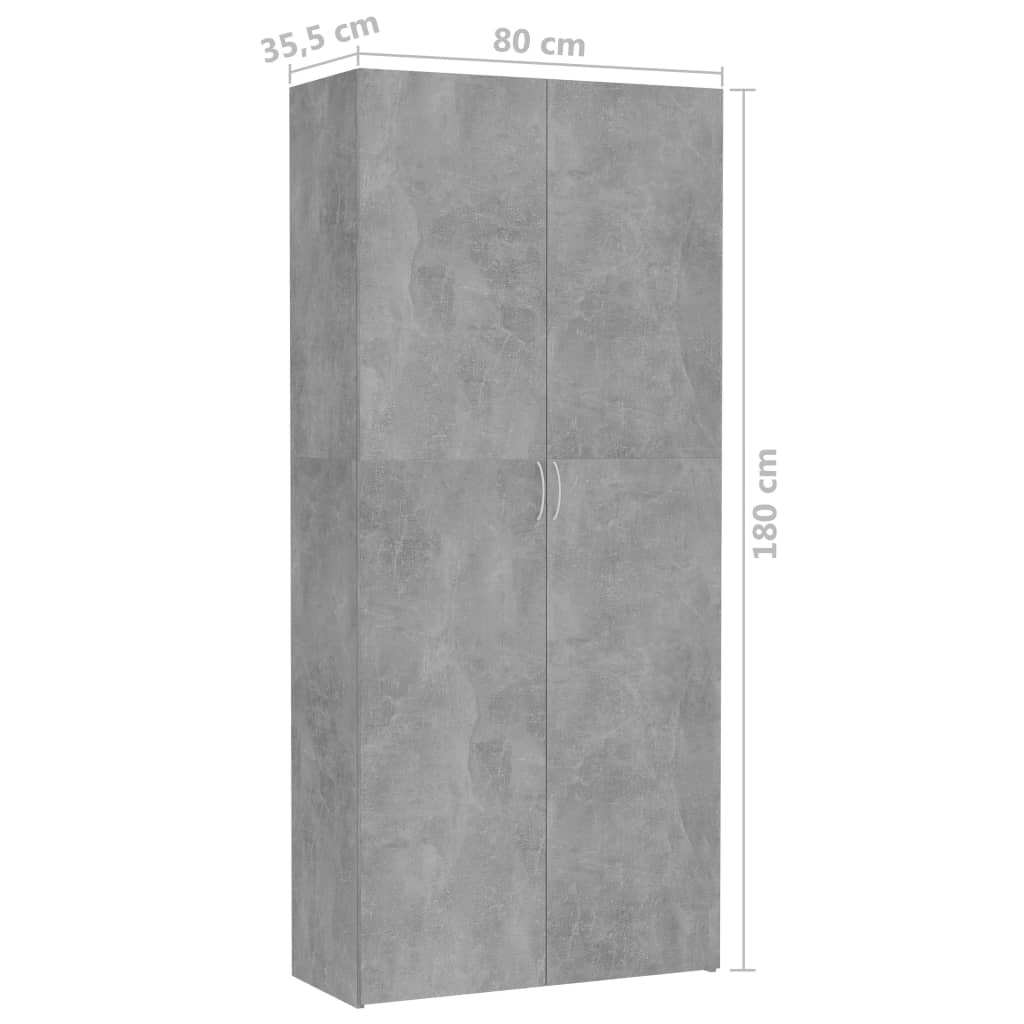 vidaXL skapis, 80x35,5x180 cm, kokskaidu plāksne, betona pelēks