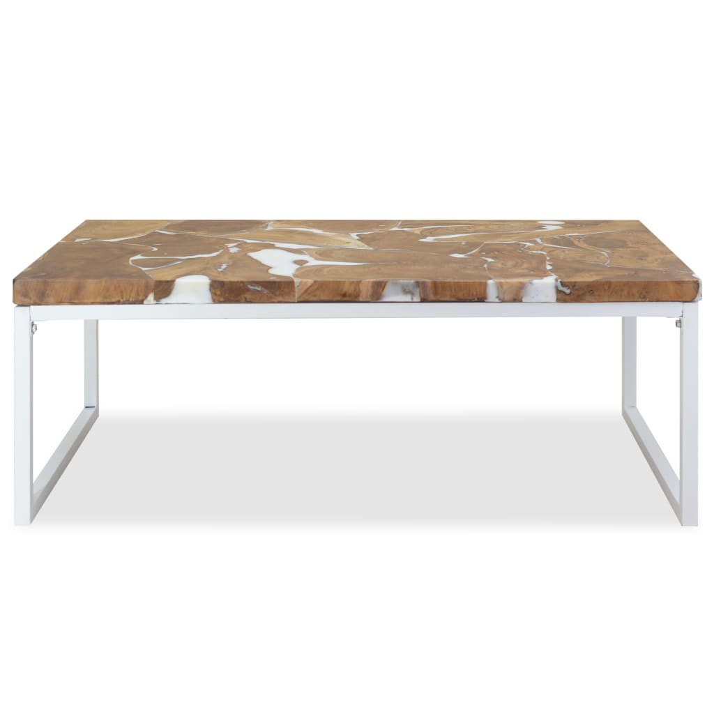 vidaXL kafijas galdiņš, 110x60x40 cm, tīkkoks, sveķu materiāls