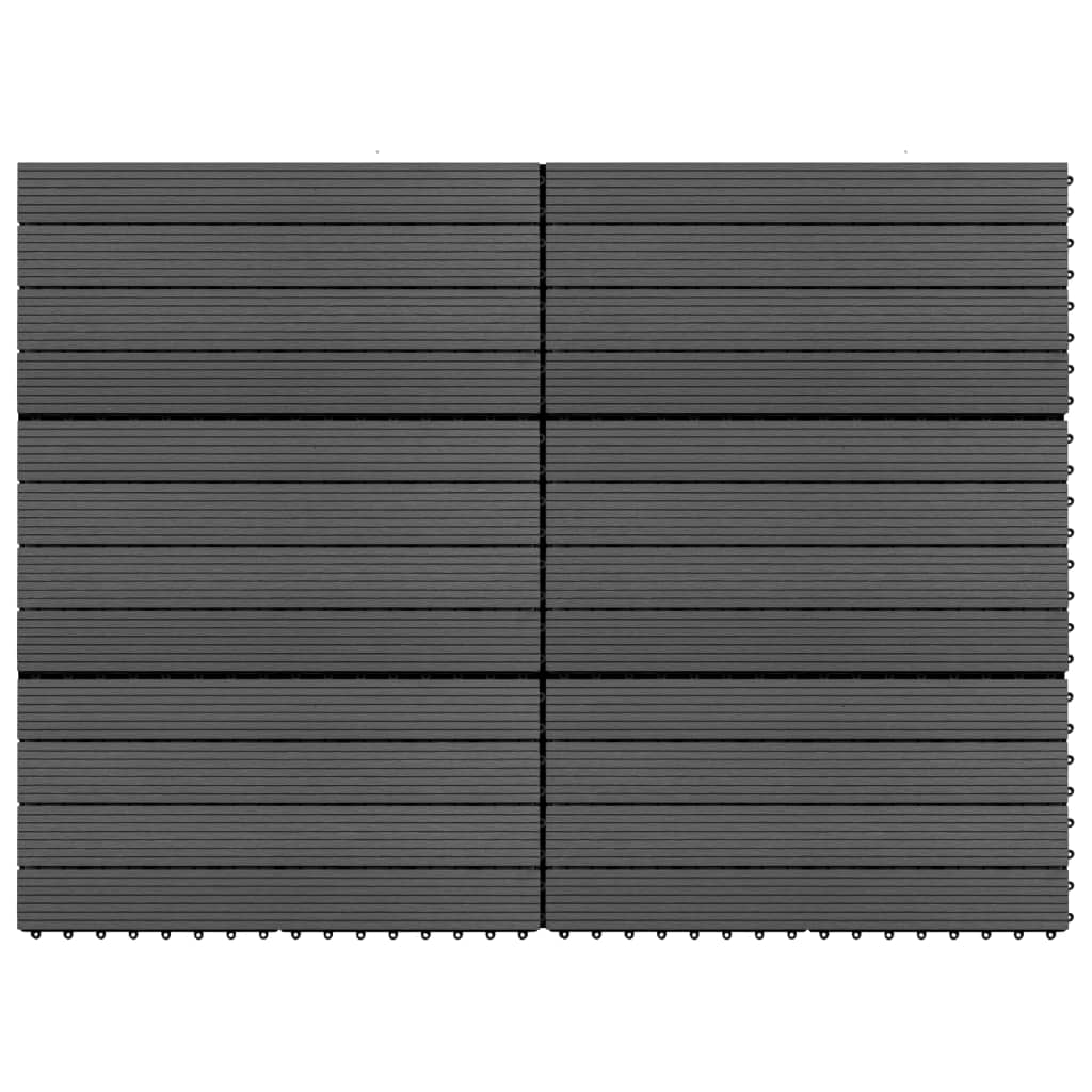 vidaXL terases flīzes, 6 gab., WPC, 60x30 cm, 1,08 m², melnas