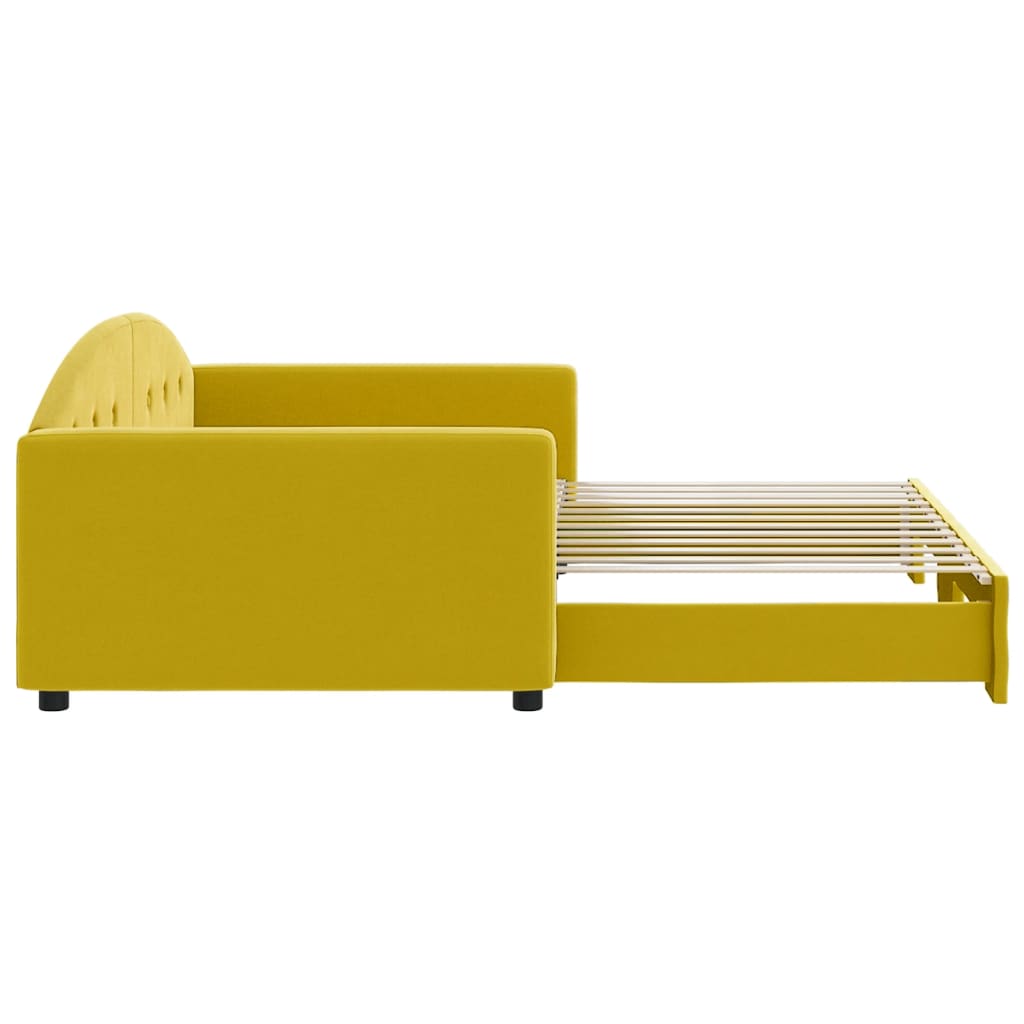 vidaXL izvelkams dīvāns, dzeltens, 100x200 cm, samts