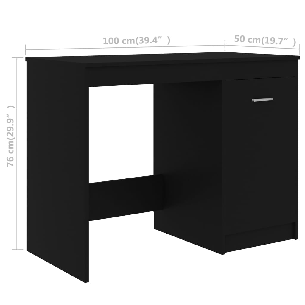 vidaXL rakstāmgalds, melns, 140x50x76 cm, skaidu plāksne