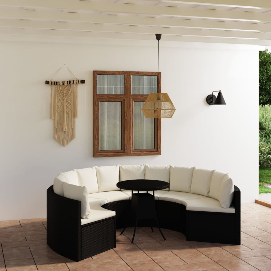 vidaXL 7-daļīgs dārza dīvānu komplekts ar matračiem, PE rotangpalma