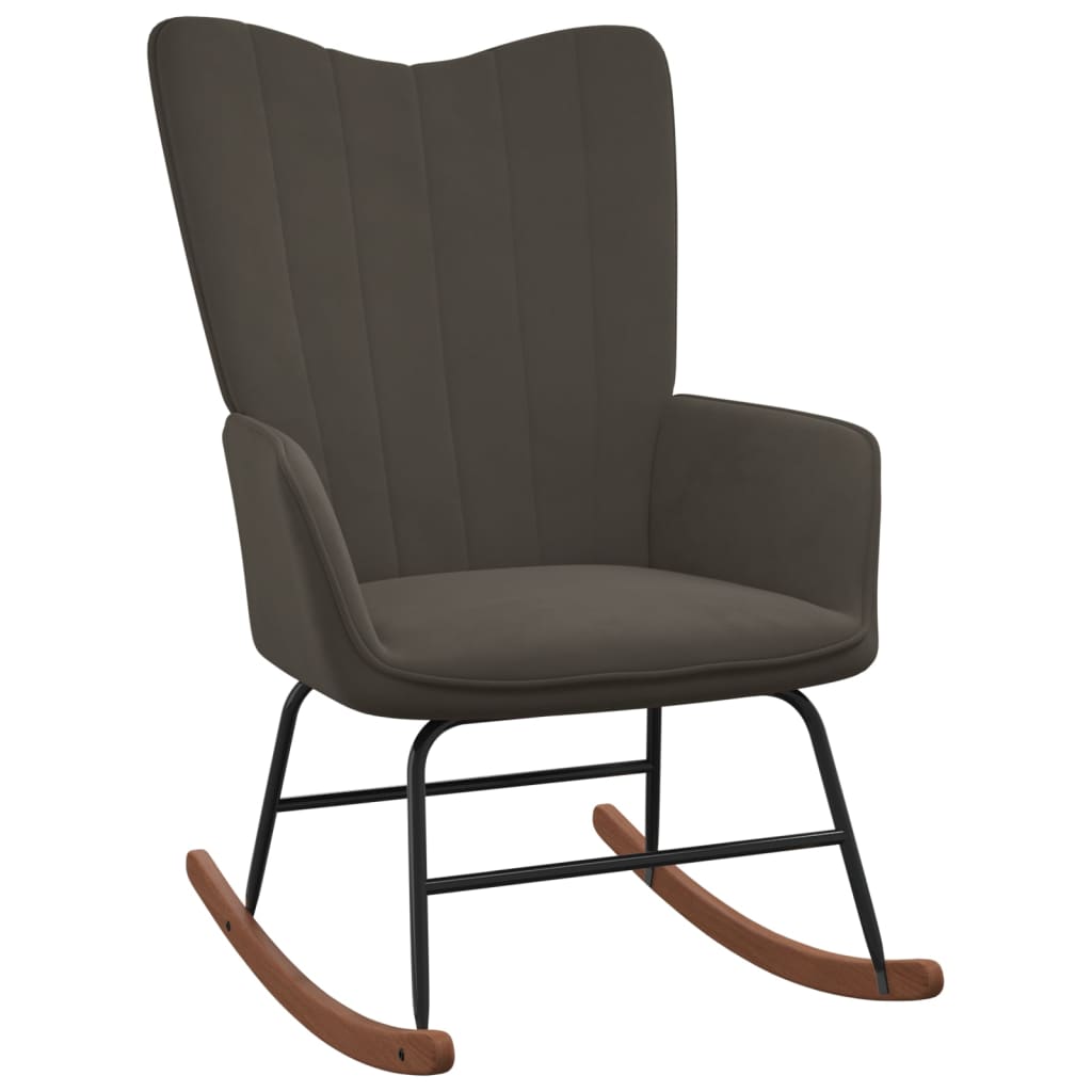 vidaXL šūpuļkrēsls ar kāju balstu, tumši pelēks samts