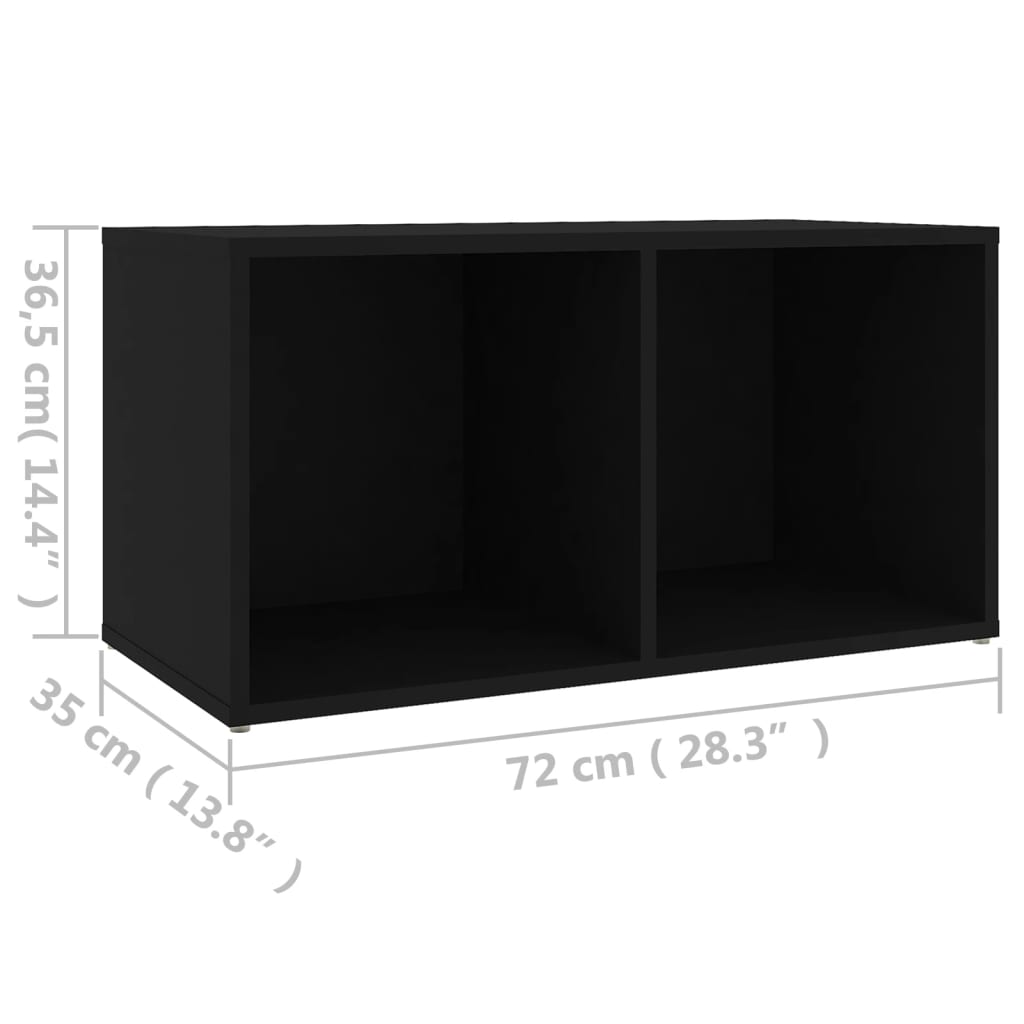 vidaXL TV plaukts, melns, 72x35x36,5 cm, skaidu plāksne