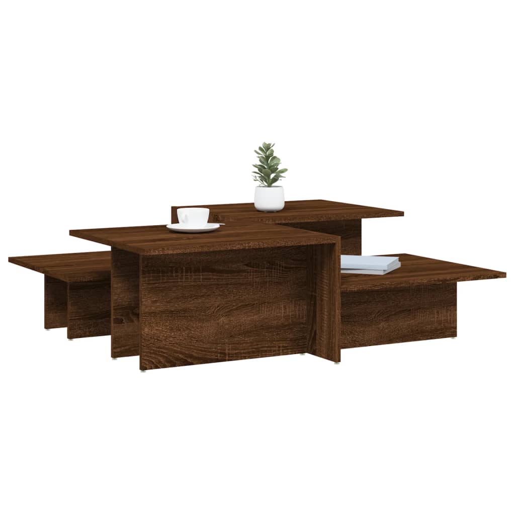 vidaXL kafijas galdiņi, 2 gab., brūna ozolkoka, inženierijas koks