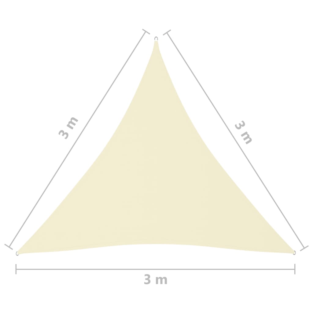 vidaXL saulessargs, 3x3x3 m, trijstūra, krēmkrāsas oksforda audums
