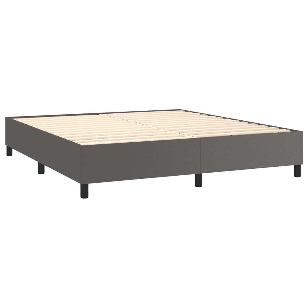 vidaXL atsperu gulta ar matraci, pelēka, 160x200 cm, mākslīgā āda
