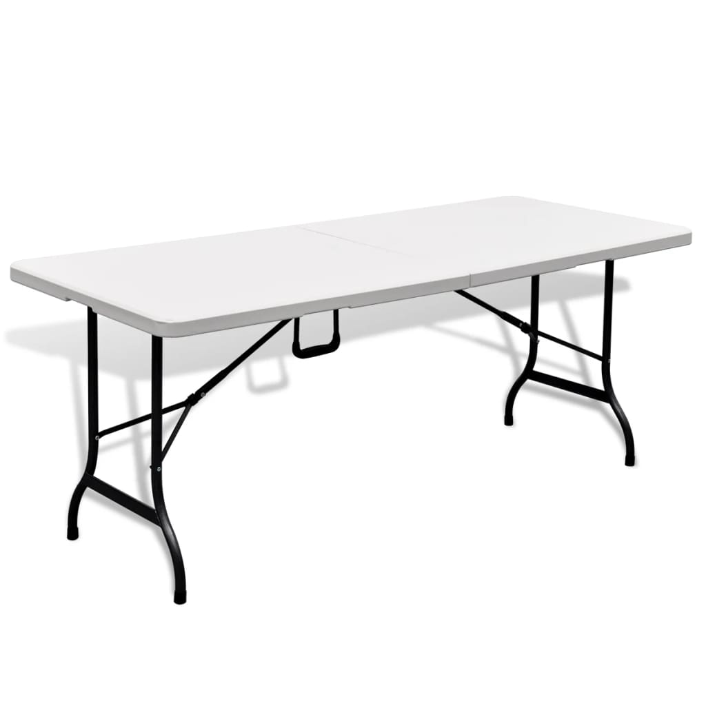 vidaXL saliekams dārza galds, 180x75x74 cm, balts HDPE