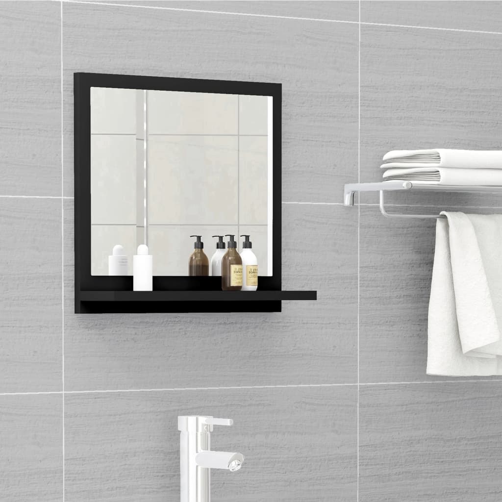 vidaXL vannasistabas spogulis, melns, 40x10,5x37 cm, skaidu plāksne