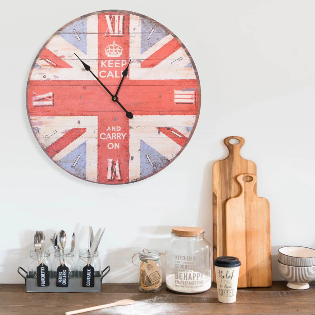 vidaXL vintāžas sienas pulkstenis, UK, 60 cm