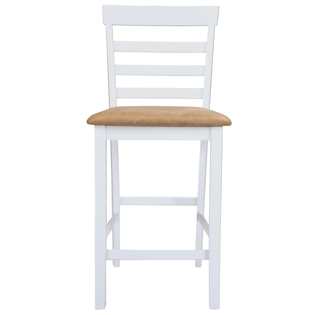 vidaXL bāra galda un krēslu komplekts, 3 gb., masīvkoks, dabīgs, balts