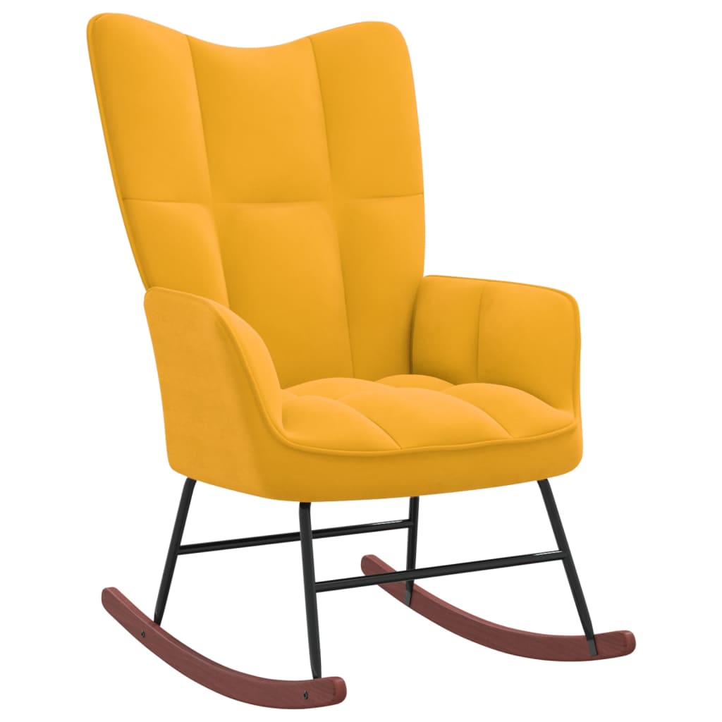 vidaXL šūpuļkrēsls ar kāju balstu, sinepju dzeltens samts