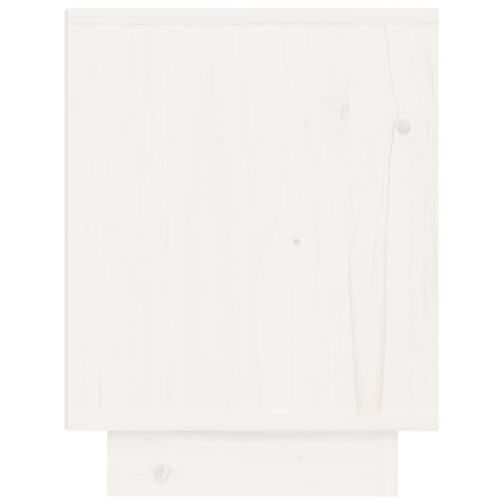 vidaXL naktsgaldiņš, balts, 40x30x40 cm, priedes masīvkoks