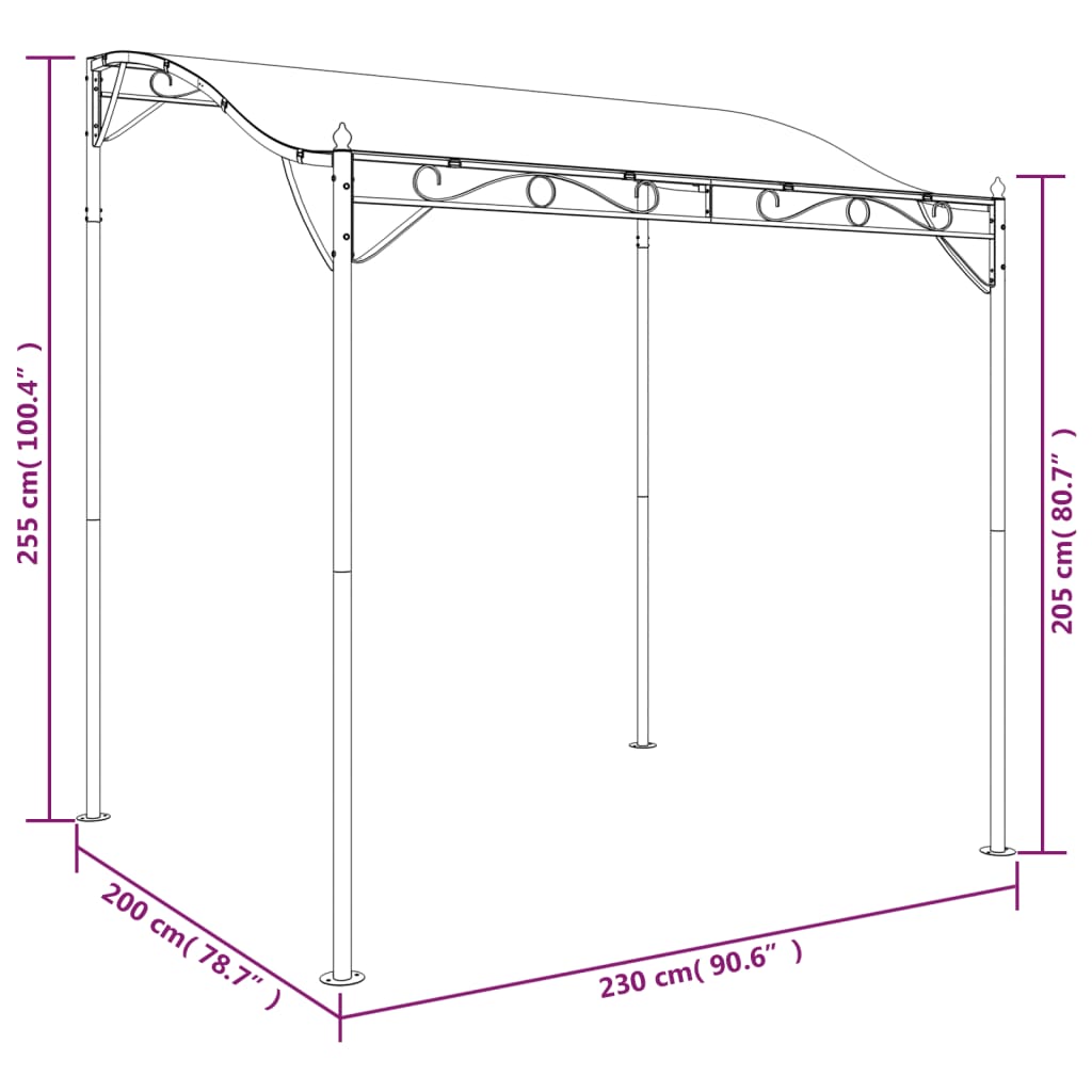 vidaXL nojume, pelēkbrūna, 2x2,3 m, 180 g/m², audums un tērauds