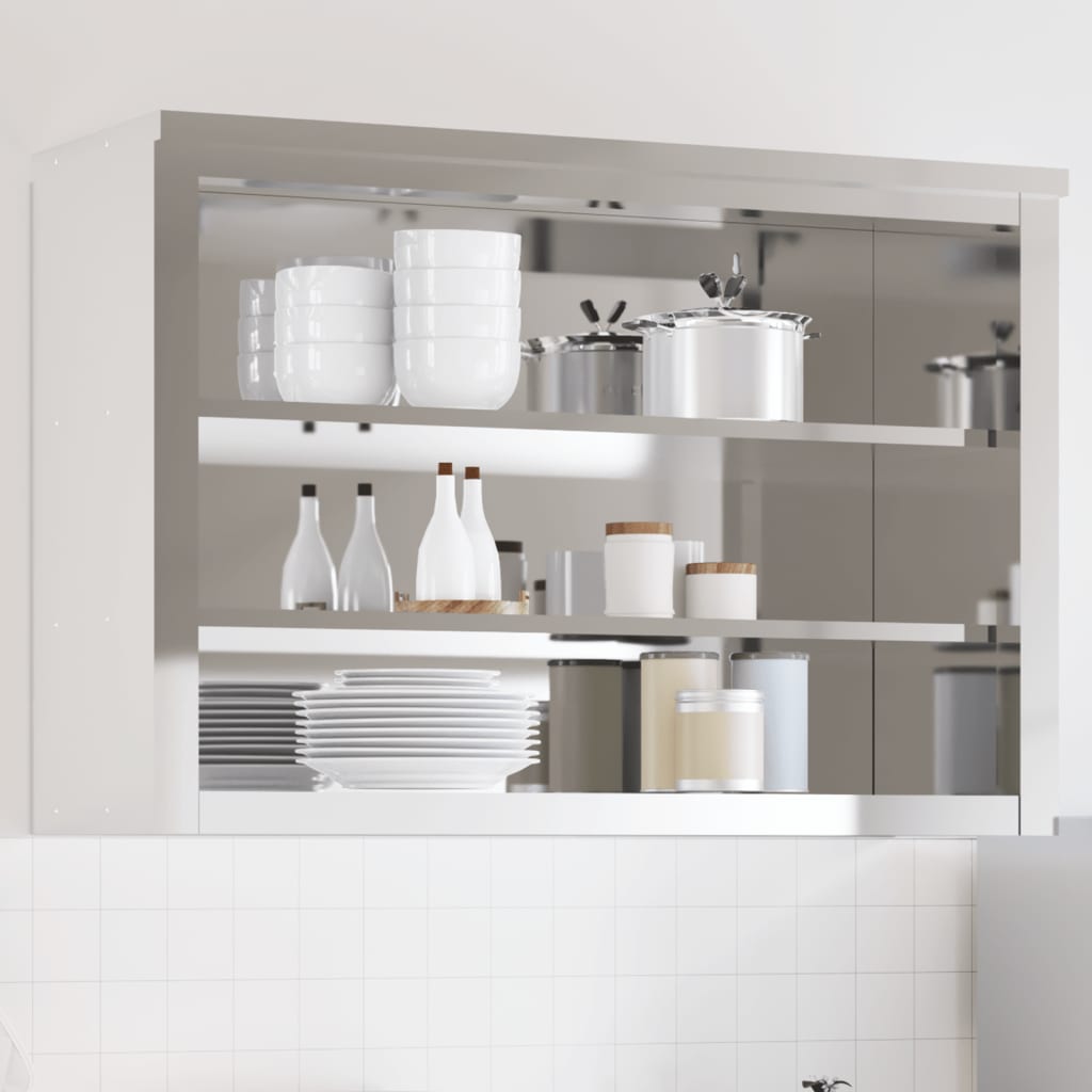 vidaXL virtuves sienas skapis ar plauktiem, nerūsējošais tērauds