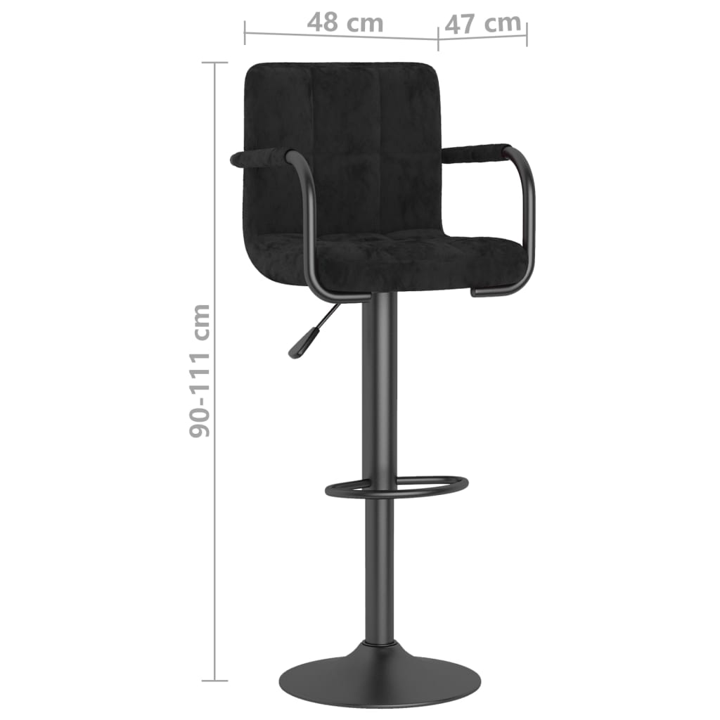 vidaXL bāra krēsli, 2 gab., melns samts