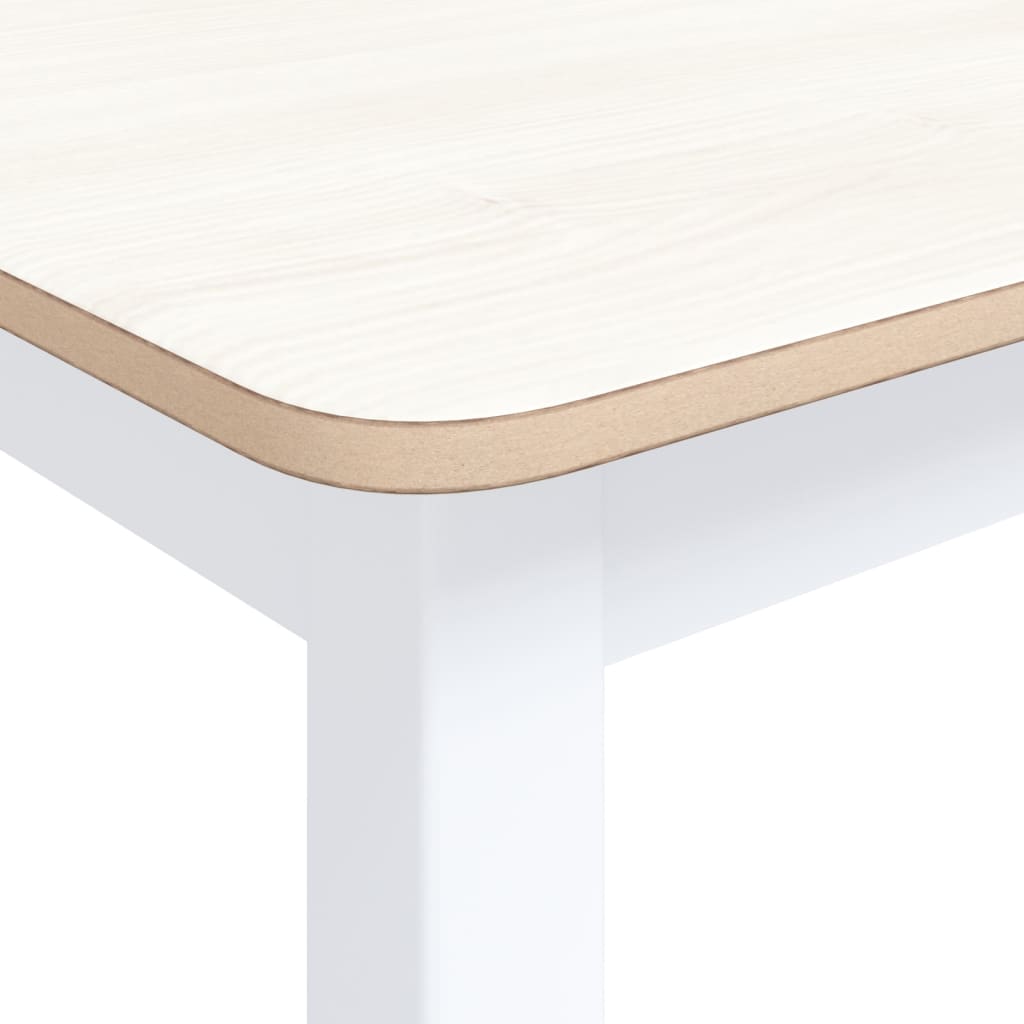 vidaXL virtuves galds, balts ar brūnu, 114x71x75 cm, gumijas masīvkoks